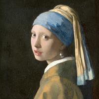 Karo-art Poster - Johannes Vermeer - Het meisje met de parel 3 maten, reproductie van het beroemde schilderij, 1 op 1 kopie