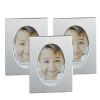 Cepewa Set van 3x stuks aluminium fotolijst zilver ovaal geschikt voor een foto van 5,5 x 8 cm -