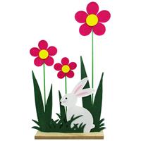 TRENDLINE Aufsteller Filz-Blumen mit Hase 22,5 x 6 x 40 cm Ostern Osterdeko Figuren - 