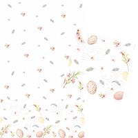 Duni Pasen tafelkleed/tafellaken wit/roze print 138 x 220 cm met 20x bijpassende servetten pakket -