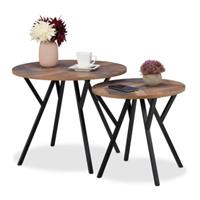 RELAXDAYS Beistelltisch 2er Set Industrial schwarz/braun