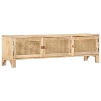 vidaXL Tv-meubel 140x30x40 cm massief mangohout en natuurlijk riet