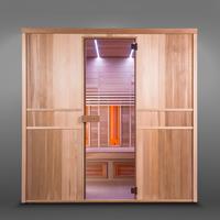 Gartentraum.de Indoor Sauna & Infrarot Kombination aus Holz für zu Hause - vollausgestattet - Amneria / mit Glastür