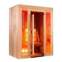 Gartentraum.de Indoor Infrarotkabine aus Holz für drei Personen mit Vollausstattung - Kepri / rechteckiger Grundriss