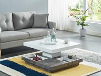 Kauf-unique Couchtisch mit drehbarer Tischplatte FAUSTO II - Weiß & Beton-Optik