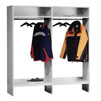 Wolf Offene Garderobe lichtgrau RAL 7035 mit 20 Kleiderbügeln