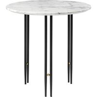 GUBI IOI Side Table Beistelltisch - Rund, Ø50 (Schwarzes Halbmattes Gestell / Messingkreis, Weißer Carrara Marmor)