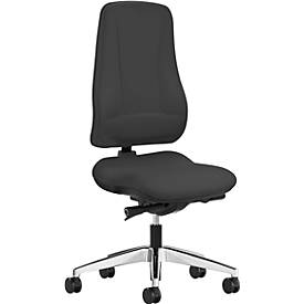 Prosedia bureaustoel LEANOS V KOMFORT, synchroonmechanisme, zonder armleuningen, hoge rugleuning, zwart/aluminium gepolijst