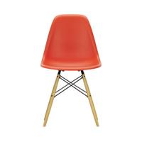 Vitra DSW - Eames Plastic Side Chair Stuhl / (1950) - Helles Holz -  - Rot