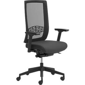 Leyform Bürostuhl WIKI, mit Armlehnen, Netz-Rücken, Gestell Kunststoff, schwarz