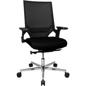 Topstar bureaustoel T300, synchroonmechanisme, met armleuningen, gazen rugleuning met lendenwervelsteun, kuipzitting, zwart/zwart