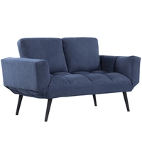 HOMCOM Schlafsofa als  2-Sitzer blau   Sofa Couch Sofabett Klappsofa Gästebett