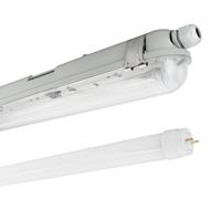 Click-licht.de LED Feuchtraum Wannenleuchte Mason in Transparent und Grau 22W 2200lm G13 IP65 1-flammig