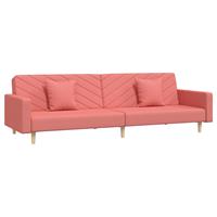 VidaXL Schlafsofa 2-Sitzer mit 2 Kissen und Fußhocker Rosa Samt 