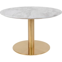 PKline Bologna Couchtisch Ø70cm Marmoroptik Messingbeine weiß Holz Beistelltisch Tisch