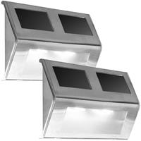 Monzana LED Solar-Wandleuchte 2er-Set Edelstahl