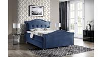 Stylefy Marlon Lux Boxspringbett Strukturstoff 160x200 cm Dunkelblau