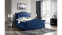 Stylefy Marlon Lux Boxspringbett Velours 120x200 cm Dunkelblau