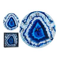 Muurklok Blauw Kristal (30 X 4 X 30 Cm)