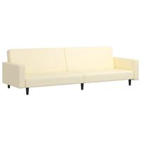 VidaXL Schlafsofa 2-Sitzer mit Fußhocker Creme Kunstleder 