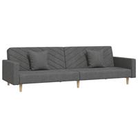 VidaXL Schlafsofa 2-Sitzer mit 2 Kissen & Fußhocker Dunkelgrau Stoff 