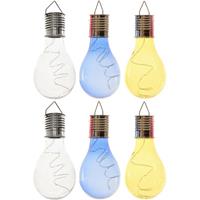 Lumineo 6x Buitenlampen/tuinlampen Lampbolletjes/peertjes 14 Cm Transparant/blauw/geel - Buitenverlichting