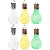 Lumineo 6x Buitenlampen/tuinlampen Lampbolletjes/peertjes 14 Cm Transparant/groen/geel - Buitenverlichting