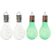 Lumineo 4x Buitenlampen/tuinlampen Lampbolletjes/peertjes 14 Cm Transparant/groen - Buitenverlichting