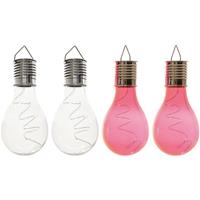 Lumineo 4x Buitenlampen/tuinlampen Lampbolletjes/peertjes 14 Cm Transparant/rood - Buitenverlichting