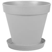 Bloempot Toscane Kunststof Grijs D30 X H26 Cm Inclusief Onderschaal D23 Cm - Plantenpotten