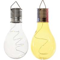Lumineo 2x Buitenlampen/tuinlampen Lampbolletjes/peertjes 14 Cm Transparant/geel - Buitenverlichting