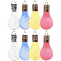 Lumineo 8x Buitenlampen/tuinlampen Lampbolletjes/peertjes 14 Cm Transparant/blauw/geel/rood - Buitenverlichting
