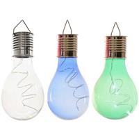 Lumineo 3x Buitenlampen/tuinlampen Lampbolletjes/peertjes 14 Cm Transparant/blauw/groen - Buitenverlichting