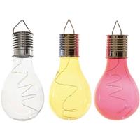 Lumineo 3x Buitenlampen/tuinlampen Lampbolletjes/peertjes 14 Cm Transparant/geel/rood - Buitenverlichting