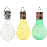 Lumineo 3x Buitenlampen/tuinlampen Lampbolletjes/peertjes 14 Cm Transparant/groen/geel - Buitenverlichting