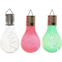 Lumineo 3x Buitenlampen/tuinlampen Lampbolletjes/peertjes 14 Cm Transparant/groen/rood - Buitenverlichting