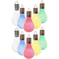 Lumineo 10x Buitenlampen/tuinlampen Lampbolletjes/peertjes 14 Cm Transparant/blauw/groen/geel/rood - Buitenverlichting