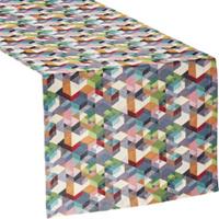 Sander Tischläufer Damast, Jacquard Cubes bunt Gr. 40 x 100