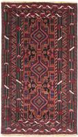 Morgenland Hochflor-Läufer Belutsch Medaillon Rosso scuro 190 x 106 cm, rechteckig, 0,8 mm Höhe, Handgeknüpft
