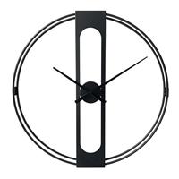 Lw Collection Wandklok Jayden zwart 60cm - Wandklok modern - Stil uurwerk - Industriële wandklok