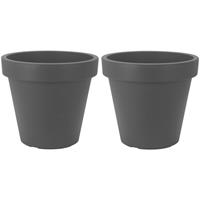 2x Antraciet grijze bloempot 50 cm - Donker grijze plantenpotten 50 cm