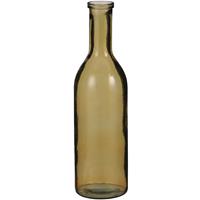 Mica Decorations Transparante/okergele fles vaas/vazen van eco glas 15 x 50 cm - Rioja - Woonaccessoires/woondecoraties - Glazen bloemenvaas - Flesvaas/flesvazen