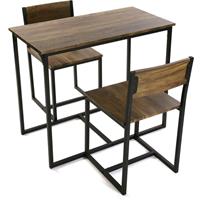 VERSA Satu Esstisch und zwei niedrige Stühle, 3-teiliges Set, Maßnahmen (H x L x B) 75 x 45 x 89 cm, Holz und Metall, Farbe: Schwarz - Schwarz