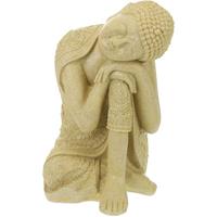 RELAXDAYS Buddha Figur geneigter Kopf, XL 60cm, Asia Deko, Gartenfigur, Dekofigur Wohnzimmer, frost- & wetterfest, sand