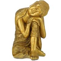 RELAXDAYS Buddha Figur Garten, wetterfest & frostsicher, XL Gartenbuddha ruhend, Gartenfigur, HBT: 61 x 40 x 37 cm, gold