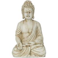 RELAXDAYS Buddha Figur, wetterfest, frostsicher, Gartenstatue groß, Outdoor, Zen Dekofigur HxBxT: 40x23x16 cm, Cremeweiß