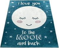 Paco Home Vloerkleed voor de kinderkamer Aleyna 103 Kinderdesign, schattig maanmotief met een opschrift, kinderkamer