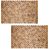 PANA Badematte aus 100% Akazienholz • 50 x 80 cm • 2er Pack - 