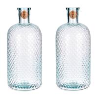 2x Glazen Vaas/vazen 8 Liter Van 19 X 42 Cm - Bloemenvazen - Glazen Vazen Voor Bloemen En Takken