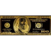 Fine Asianliving Dollar Note Zwart Goud Digitale Print B150xH60cm